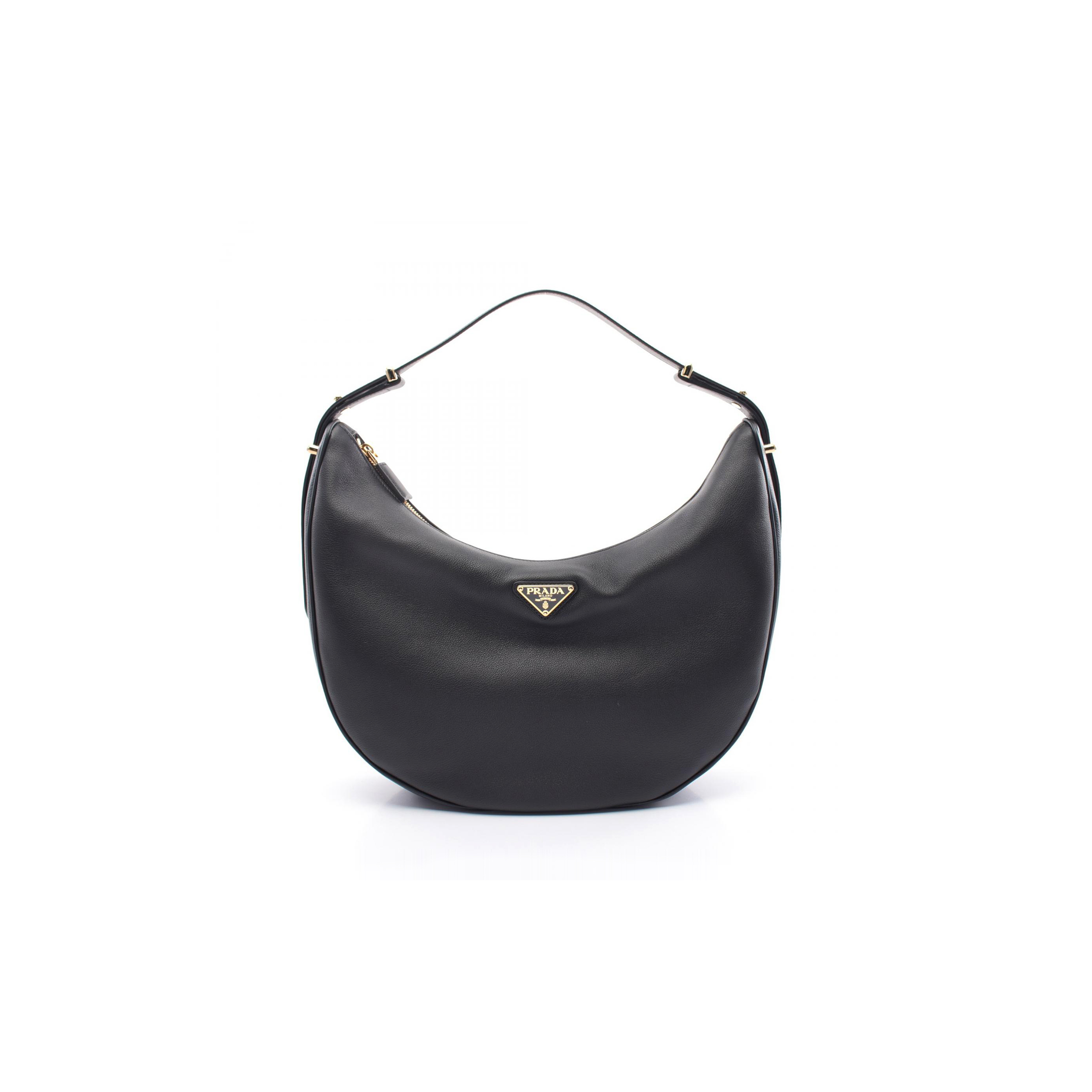 PRADA SOFT GRAIN SHOULDER BAG  LEATHER BLACK 1BC212 (35*22.5*8cm)